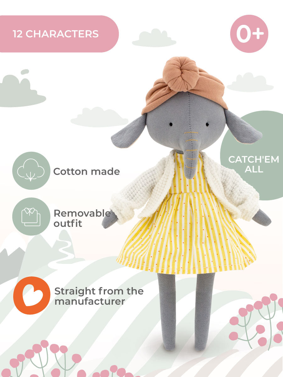 Alice the Elephant – Cotti Motti Cotton Plush Toy 30 cm
