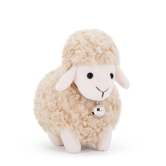 Dolly the Beige Sheep with a Bell (13 cm)
