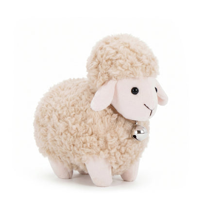 Dolly the Beige Sheep with a Bell (13 cm)