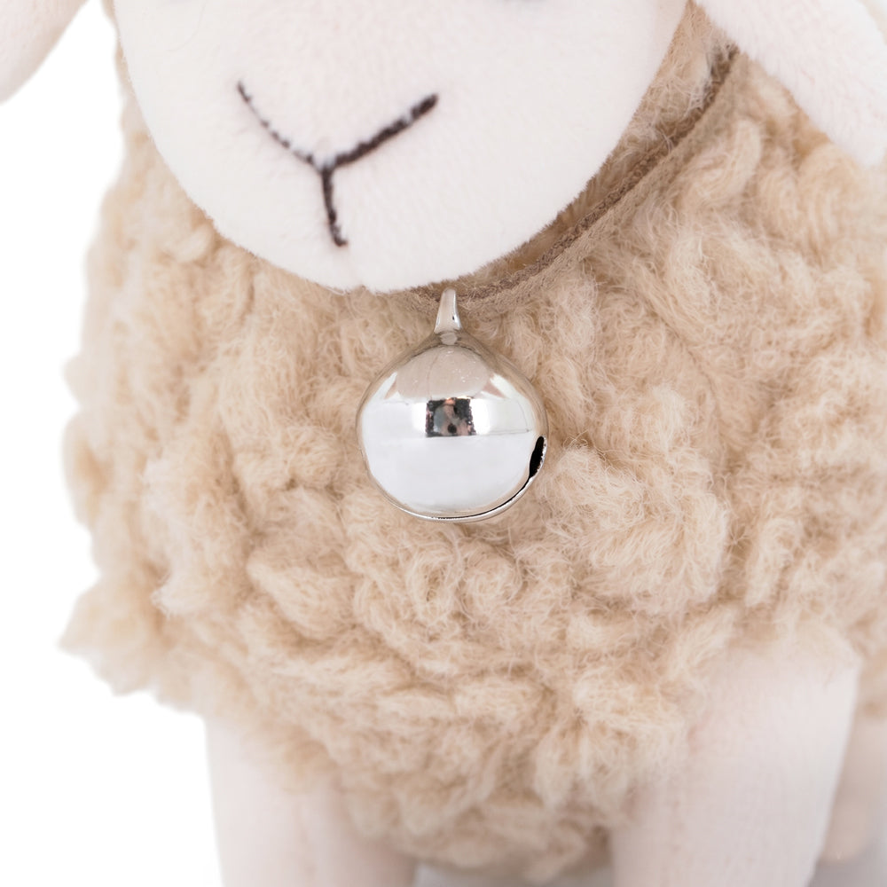 Dolly the Beige Sheep with a Bell (13 cm)
