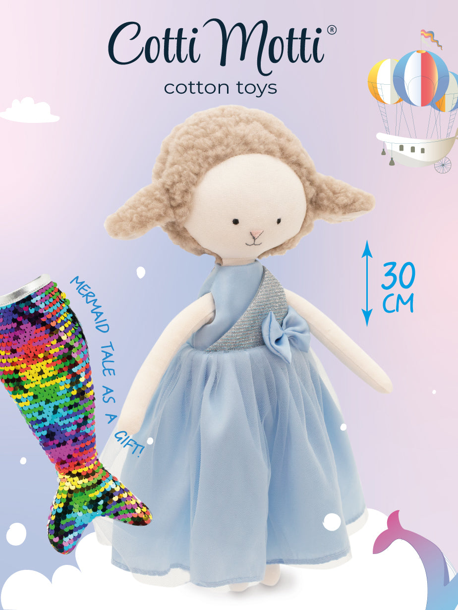 Zoe the Sheep: Blue Satin Dress + bonus mermaid tale