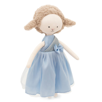 Schaf Zoe: blaues Satinkleid + Bonus Meerjungfrauenschwanz (30 cm)