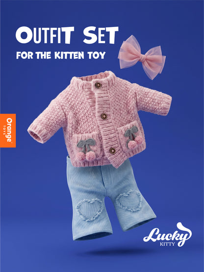 Lucky Kitty Clothing Set: Knitted Cherries