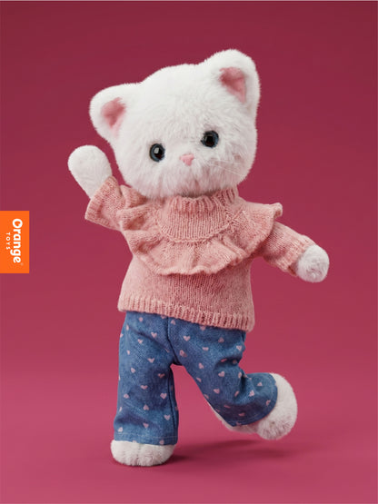 Soft toy, Lucky Kitty, Lucky Sophie: Denim Hearts 38 cm