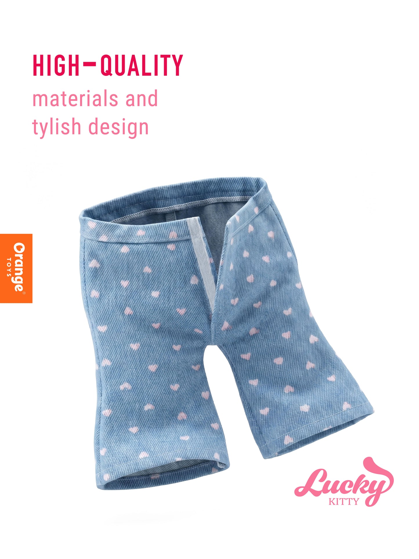 Lucky Kitty Clothing Set: Denim Hearts