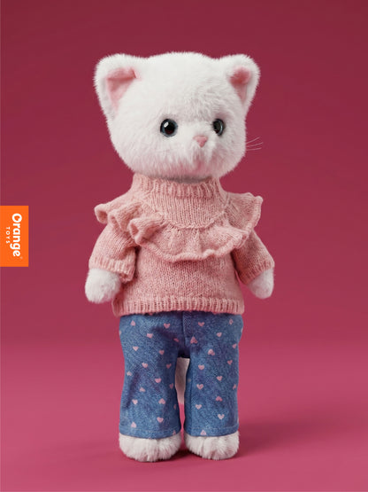 Soft toy, Lucky Kitty, Lucky Sophie: Denim Hearts 38 cm