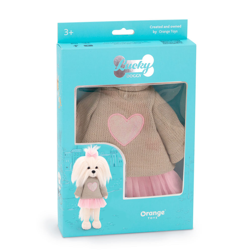Plush toy, Lucky Doggy, Clothing set: Pink Heart