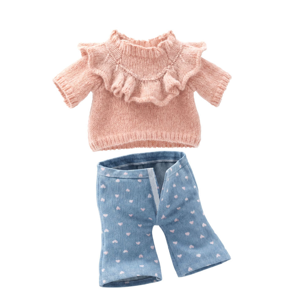 Lucky Kitty Clothing Set: Denim Hearts