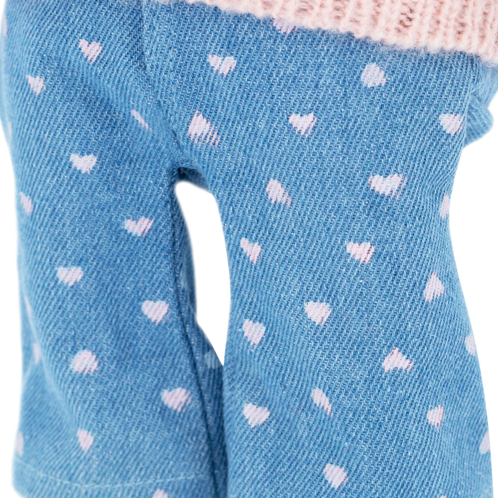 Soft toy, Lucky Kitty, Lucky Sophie: Denim Hearts 38 cm
