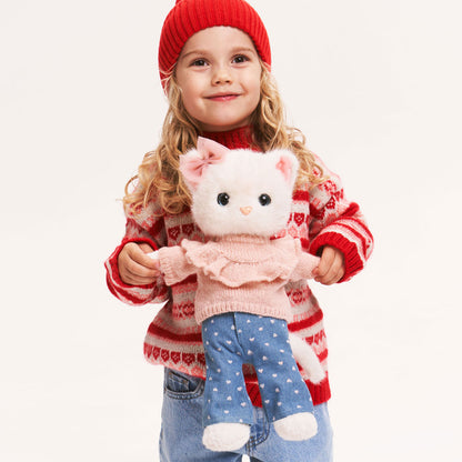 Soft toy, Lucky Kitty, Lucky Sophie: Denim Hearts 38 cm