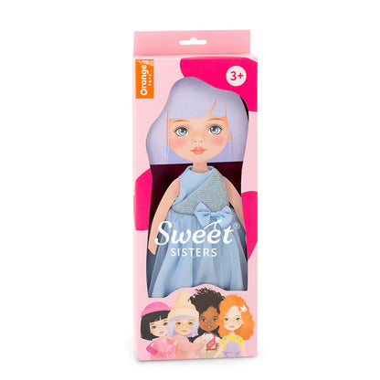 Kleider-Set: Blaues Satinkleid (35cm)