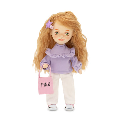 Sunny im lila Pullover + Bonus Zubehör-Set (35cm)