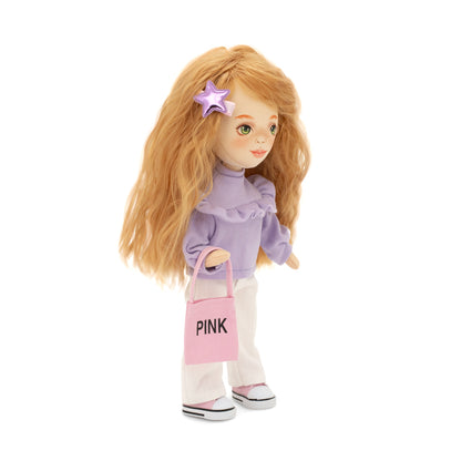 Sunny im lila Pullover + Bonus Zubehör-Set (35cm)