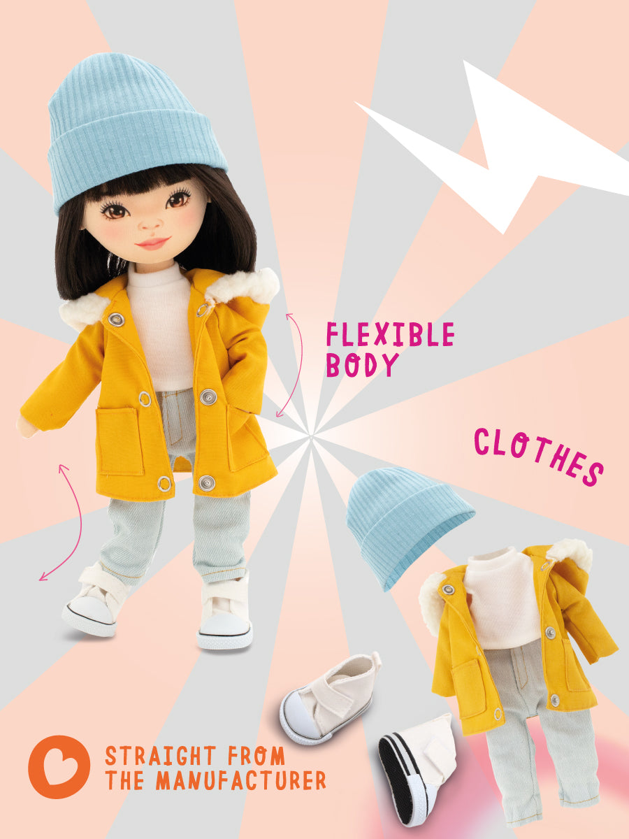 Lilu in a Mustard Parka – Sweet Sisters Plush Doll 35 cm (Last Pieces)