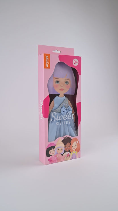 Kleider-Set: Blaues Satinkleid (35cm)